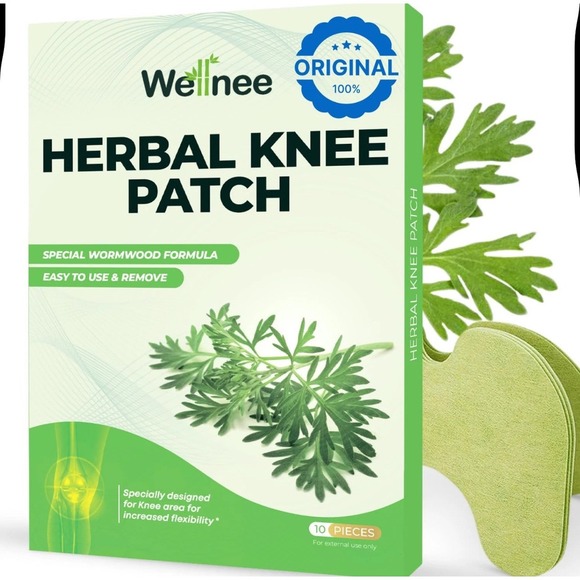 WELLNEE Original Herbal Knee Patch, Plaster Knee Support + Wormwood, PACK OF 10 - Picture 1 of 8